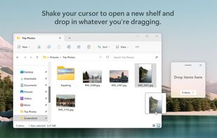 Shake your cursor to open a new shelf and drop in whatever you're dragging.