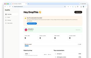 The dashboard — showing an active drop with its keyword and stats. This is your money shot; it proves the product is real and working.