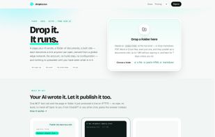 Drop a folder, a .zip or a single file to publish it on its own HTTPS link, no account needed.