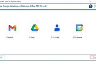 Choose G Suite User Account to migrate and then, select Google Apps such as Gmail, Contacts, or others. Click Next.