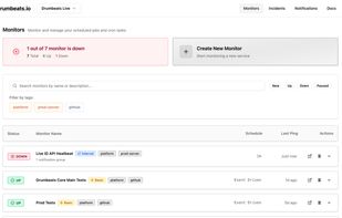 Monitors Overview is where you can access availability of all monitors project-wise.