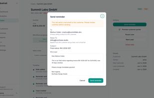 Preview and edit every reminder before it sends. No accidental customer emails.