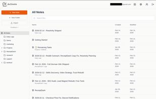 Your workspace. Folders, notes, and daily logs organized the way you actually work. Everything here is markdown, and everything is accessible to Claude through MCP.

