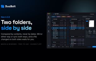 Sync Folders: two folders compared by their contents, side by side, with conflicts left for a decision.