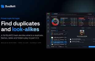 Duplicates decided by a full BLAKE3 hash — names, dates and folders play no part.