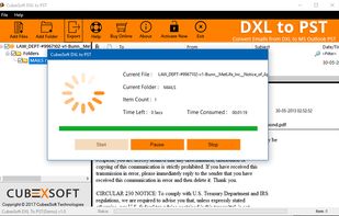 DXL to PST conversion process running