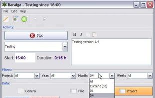 Distribution of hours by project 