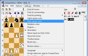 The Settings menu of CompoChess will allow you to customize the application's running options.