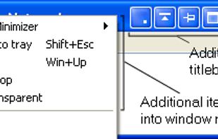 Additional titlebar buttons and additional menu items