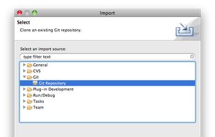 The wizard for cloning (checking out) a git repository