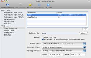 Create NFS exports, sharing folders with other users on the network
