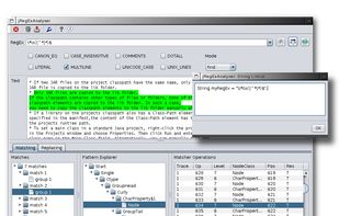 Main Window showing analysis results, and pop up with escaped Java String export