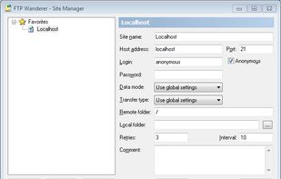The connection dialog
