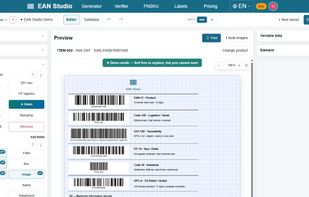 Label editor with ready-made templates — design FNSKU and retail labels, import products from Excel and print in bulk