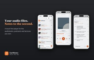 EarMemo is a local-first audio player for iPhone and iPad: your library, the player, and timestamped notes for each chapter.