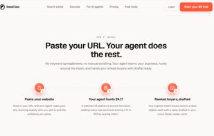 How it works: paste your URL, the agent learns your business and hunts 24/7, then hands you ranked buyers with a reply already drafted in your voice.