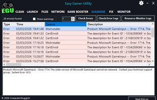 Easy Gamer Utility Diagnose Tab