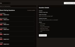 Create custom questions for each team creation.