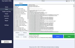 Easy System Utility Clean Tab Analyze