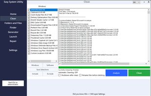 Easy System Utility Clean Tab