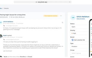 Unified ticket screen showing customer conversation, status, and priority in one dashboard.