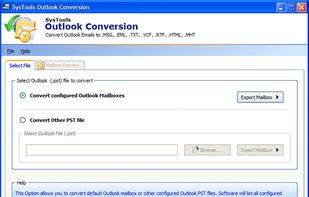 Insert the file which you want to convert using “Convert Configured Outlook Mailboxes” or “Convert Other PST File” option.