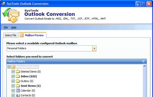 Select the various attributes of Outlook Data File (like Inbox, Calendar, Contacts) on which you want to perform the conversion.