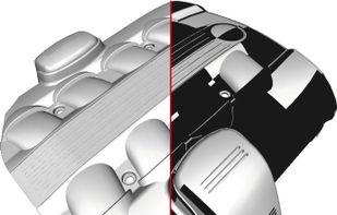 The data conversion with sewing yields a gap free tessellation and homogeneous normal direc (left), opposed to standard approaches (right).