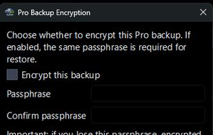 Encryption settings
