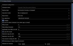 Schedule settings