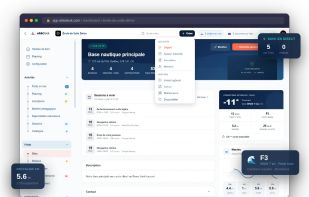 the "bridge" of ebbDesk displaying sessions, activity, meteo and fleet
