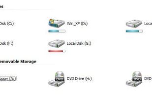 Drive icons showing the used/free space with a bar.