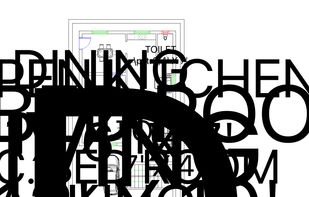 The same drawing opened with the DXF import built into QGIS - text lands at the wrong size and buries the drawing.