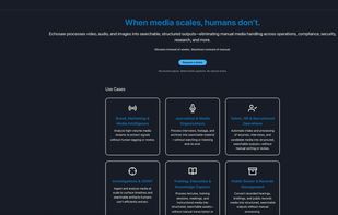 Echosaw’s home presents a structured, enterprise-focused interface outlining deterministic media intelligence workflows. Use cases span agencies, investigations, compliance, research, and public sector analysis, with controlled navigation and clear entry points for structured media processing.