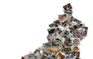 Photo collage in the shape of a cat