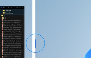 Docked to the left edge of the screen. Click the pin and it tucks away to a short handle at the edge — move your mouse there and it slides back open.