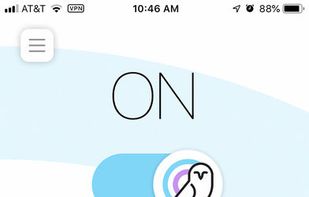 Main screen of the app with the one-click connection protection switch