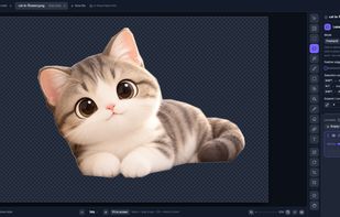 Cutting a subject out with the lasso tool. The checkerboard is real alpha, so the result exports straight to a transparent PNG. The panel on the right has feathering, expand/contract, and Shift or Alt to add, subtract and intersect selections.