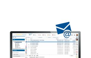 EGroupware on the Desktop - E-Mail
   ---   
An IMAP mail client for the integration of any mail accounts is integrated. Any number of mail accounts and identities can be specified and/or set up by the users.
A ticket, appointment or task can be created from a mail.

Mail filters and out-of-office notes on the mail server can be set via EGroupware E-Mail.
