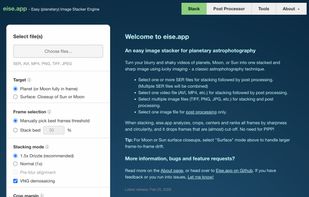The first page where you select SER/AVI vid files and configure parameters