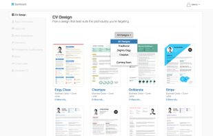 Choose from a large selection of pre-made CV design templates