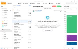 eM Client: Inbox with Agenda sidebar