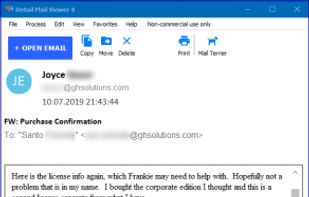 Email opened on the "HTML" Tab displaying the email as if it was opened from Outlook.