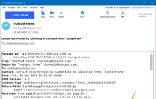Email opened on the "Header" Tab showing important metadata about the email.