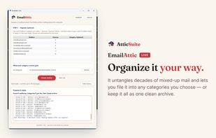 Everything lands in one local archive, organized by mailbox — your email never leaves your computer.
