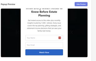 Simple popup created by EmailPlay