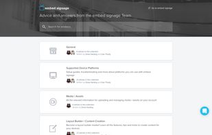 Dedicated support and knowledge base website: http://support.embedsignage.com