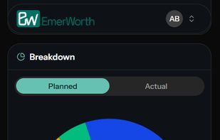 Mobile spending breakdown (dark mode)