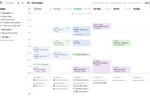 Weekly planning screen