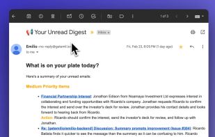 Emilio generates a summary of your inbox